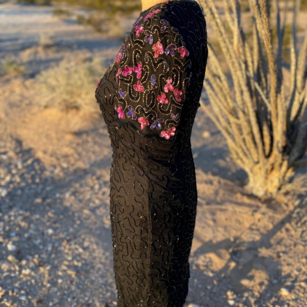 Vintage 80’s AP. LTD beaded silk cocktail dress 👗 - Picture 6 of 8